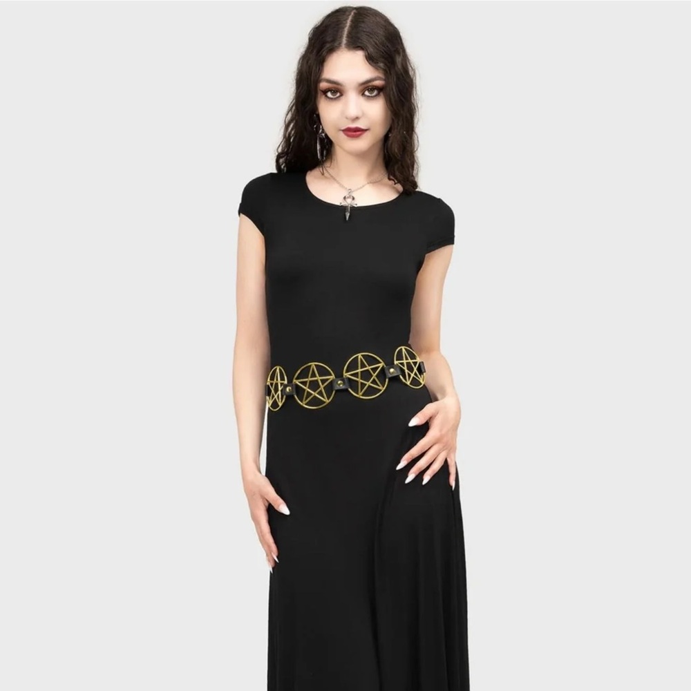 BNIBWT Killstar Black and Gold Pentagram Belt - Picture 2 of 3